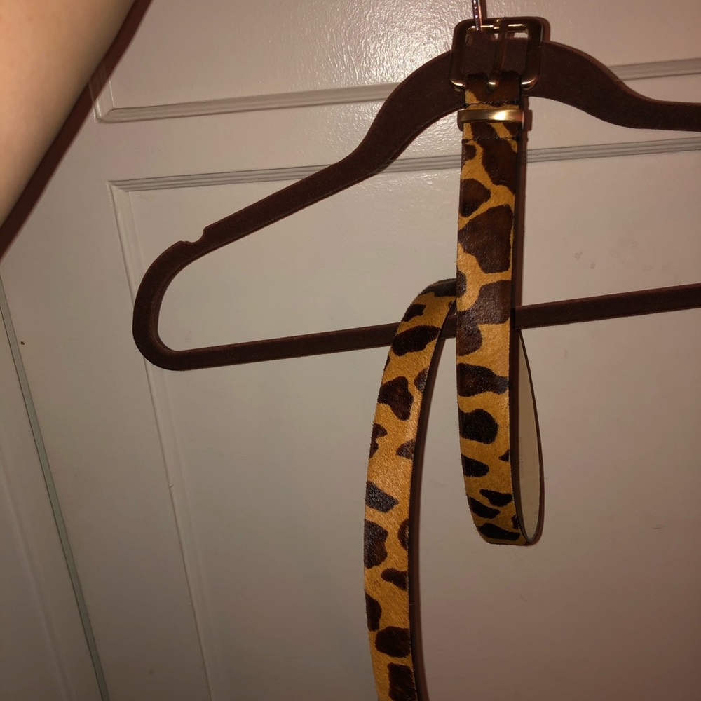 Talbots Leather Hair Animal Print Belt